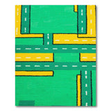 Vibrant Green Yellow Roadway Geometric Rug