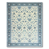 Blue and Teal Ivory Blue Floral Persian Area Rug