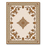 Elegant Ivory Rug with Gold Floral Border