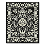 Black White Intricate Floral Persian Area Rug