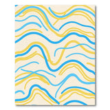 Blue Yellow Wavy Abstract Area Rug