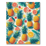 ODIKA Tropical Pineapple and Citrus Washable Low Pile Area Rug - Non-Slip & Pet Friendly