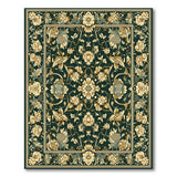 Emerald Green Persian Floral Area Rug with Gold Accents