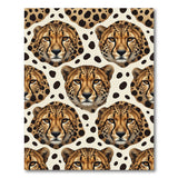 Beige Cheetah Faces Pattern Area Rug