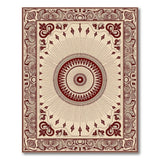 Beige and Neutral Ornate Red Medallion Persian Area Rug