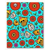Vibrant Marigold Sugar Skull Cat Area Rug