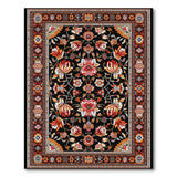 Opulent Persian Floral Rug on Black