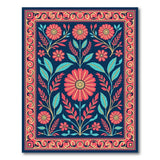 Red Floral Navy Persian Area Rug