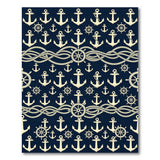 Navy Nautical Anchors Ship Wheels Area Rug