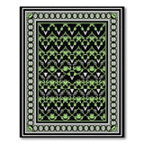 Vibrant Green Art Deco Fan Motif Rug