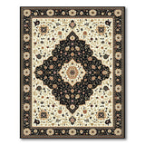 Black Ivory Traditional Persian Medallion Rug