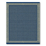 ODIKA Washable Navy Blue & Gold Greek Key Geometric Area Rug - Low Pile Non-Slip