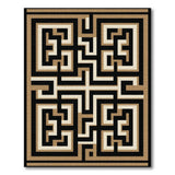 Modern Geometric Maze Tan Area Rug