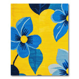 Sunny Yellow Rug with Bold Blue Flowers
