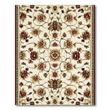 Ivory Traditional Persian Floral Area Rug with Red Border