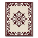 Ornate Maroon Border Beige Persian Area Rug
