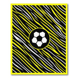 Yellow Black Zebra Soccer Ball Area Rug