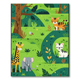 Whimsical Jungle Animals Kids Cartoon Rug