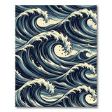 Crashing Ocean Waves Blue Teal Area Rug