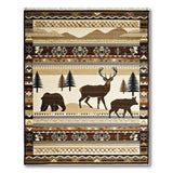 Southwestern Bear Deer Mountain Landscape Rug