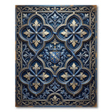 Ornate Navy Gothic Heraldic Area Rug