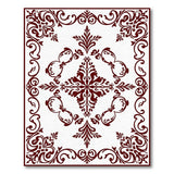 Ornate Red Damask Border Area Rug