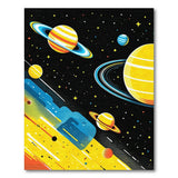 Vibrant Cosmic Planets Geometric Area Rug