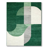 Geometric Modern Emerald Green Geometric Abstract Area Rug