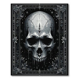 Ornate Distressed Skull Black White Area Rug