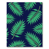 Teal Palm Leaves Navy Area Rug
