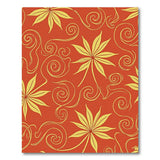 Red Gold Leaf Swirl Area Rug
