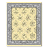 Elegant Beige Floral Damask Area Rug with Grey Border