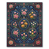 Ornate Persian Peony Tulip Chrysanthemum Rug
