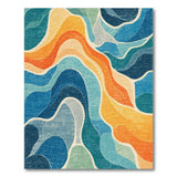 Vibrant Blue Teal Wave Area Rug