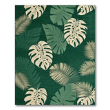 Lush Monstera Leaves Emerald Area Rug