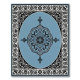 ODIKA Washable Blue Medallion Vintage Area Rug - Non-Slip Low Pile Traditional Rug