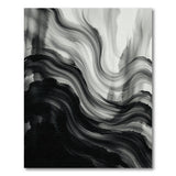 Abstract Ink Wave Black White Area Rug