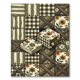 Rustic Green Farmhouse Patchwork Rug