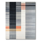 Modern Geometric Striped Area Rug in Grey Orange