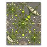 Green Geometric Satellite Starburst Area Rug