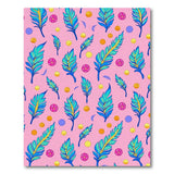 Vibrant Teal Feathers on Pink Boho Area Rug
