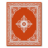 Red Floral Mandala Area Rug with Ornate White Borders