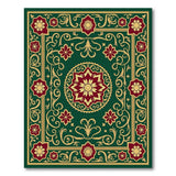 Traditional Persian Green Emerald Green Persian Floral Medallion Rug