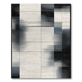 Halftone Geometric Black White Area Rug