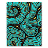 Teal Swirl Abstract Area Rug with Gold Accents