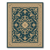 Teal Gold Ornate Medallion Area Rug