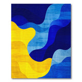 Wavy Blue and Yellow Abstract Area Rug