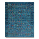 Indigo Blue Geometric Tribal Area Rug