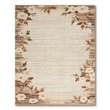 Beige Floral Border Area Rug with Pink Blooms