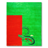 Playful Peekaboo Crocodile Green Area Rug